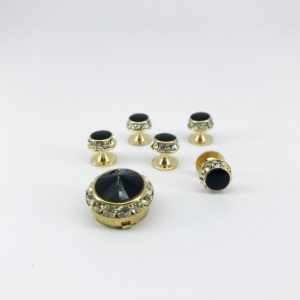 cefai cufflinks 6 black gold stone cover button