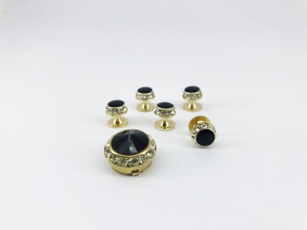 cefai cufflinks 6 black gold stone cover button